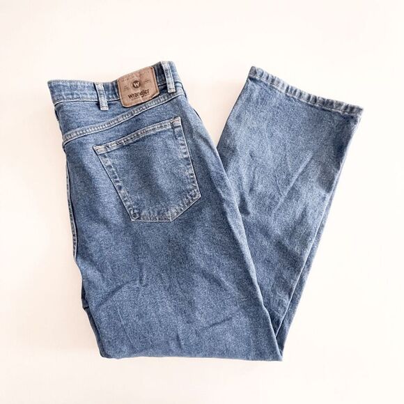 Wrangler Mens Denim Medium Wash Straight Jeans Blue 40x30 - Picture 1 of 11